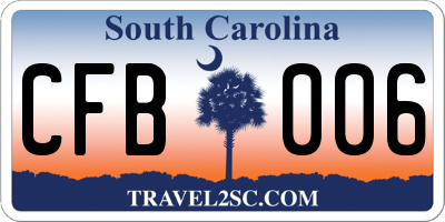 SC license plate CFB006