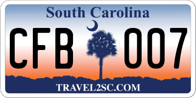 SC license plate CFB007