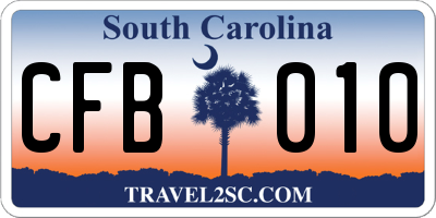 SC license plate CFB010