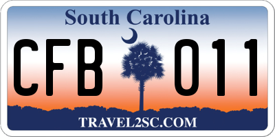 SC license plate CFB011