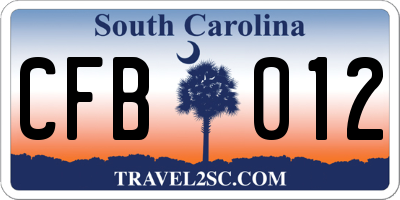 SC license plate CFB012