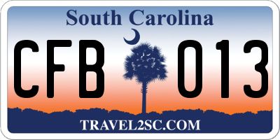 SC license plate CFB013