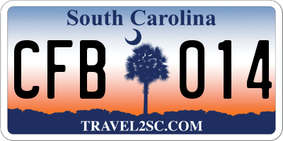 SC license plate CFB014