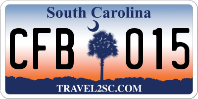 SC license plate CFB015