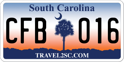 SC license plate CFB016