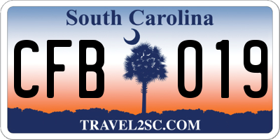 SC license plate CFB019