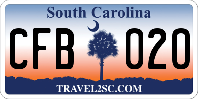 SC license plate CFB020