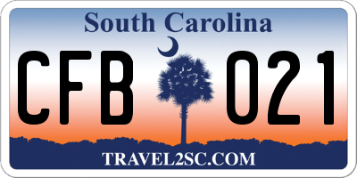 SC license plate CFB021