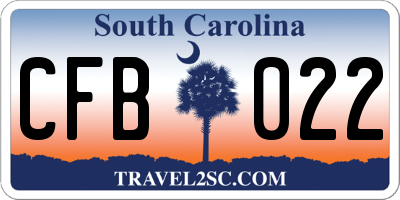 SC license plate CFB022