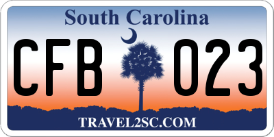 SC license plate CFB023