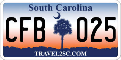 SC license plate CFB025