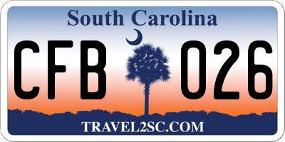 SC license plate CFB026
