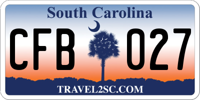 SC license plate CFB027