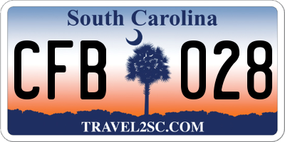 SC license plate CFB028