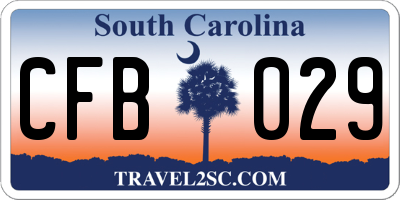 SC license plate CFB029