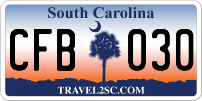 SC license plate CFB030