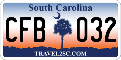 SC license plate CFB032