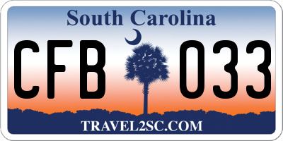 SC license plate CFB033
