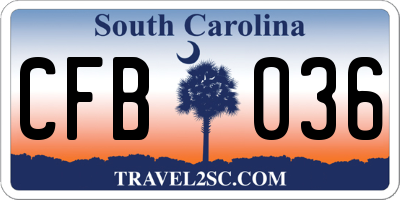 SC license plate CFB036