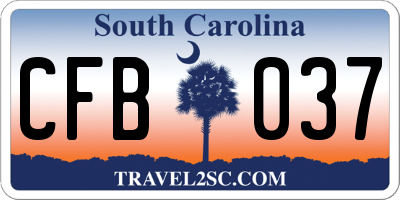 SC license plate CFB037