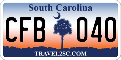 SC license plate CFB040