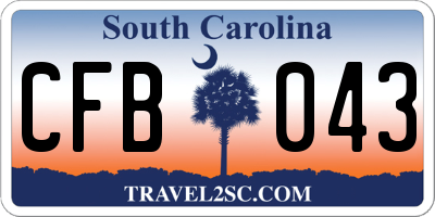 SC license plate CFB043