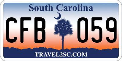 SC license plate CFB059