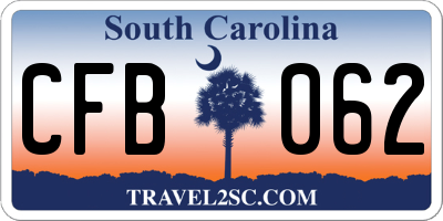 SC license plate CFB062