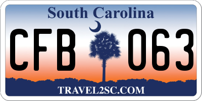 SC license plate CFB063