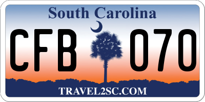 SC license plate CFB070