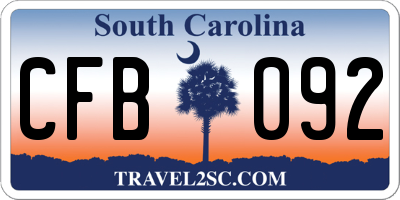 SC license plate CFB092