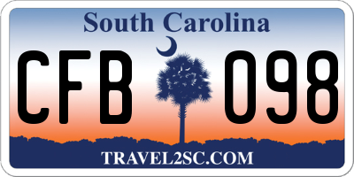 SC license plate CFB098