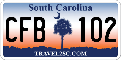 SC license plate CFB102