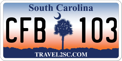 SC license plate CFB103