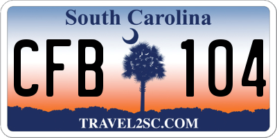 SC license plate CFB104