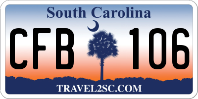 SC license plate CFB106