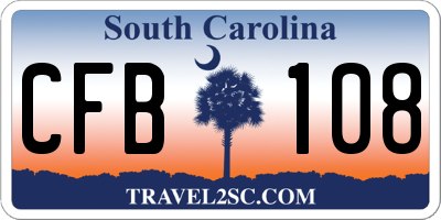 SC license plate CFB108