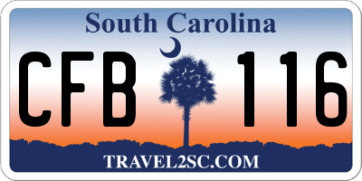 SC license plate CFB116