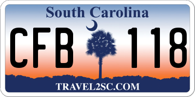 SC license plate CFB118