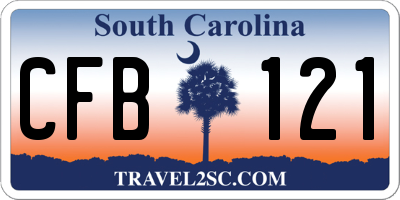 SC license plate CFB121