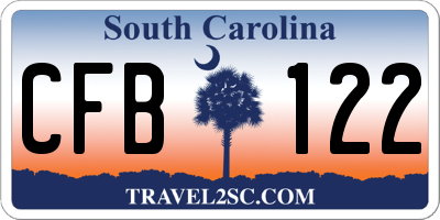 SC license plate CFB122