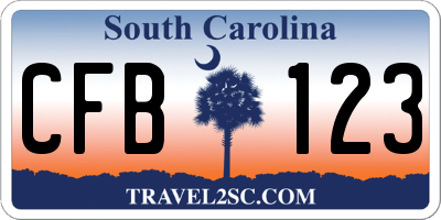 SC license plate CFB123