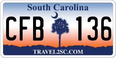 SC license plate CFB136