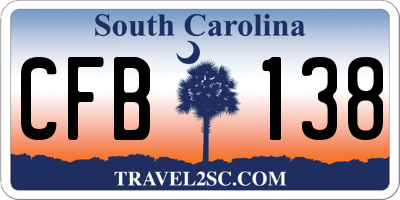SC license plate CFB138
