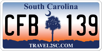 SC license plate CFB139