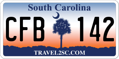SC license plate CFB142