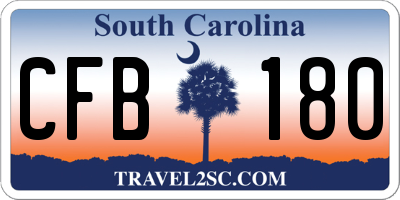 SC license plate CFB180