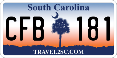 SC license plate CFB181