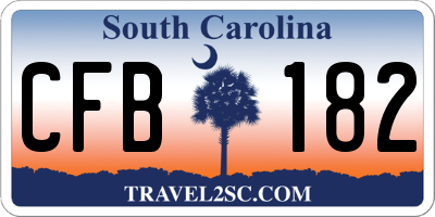 SC license plate CFB182