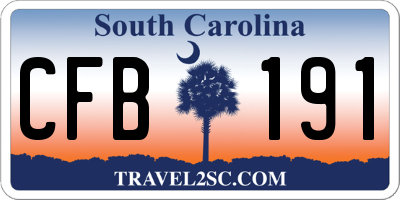 SC license plate CFB191